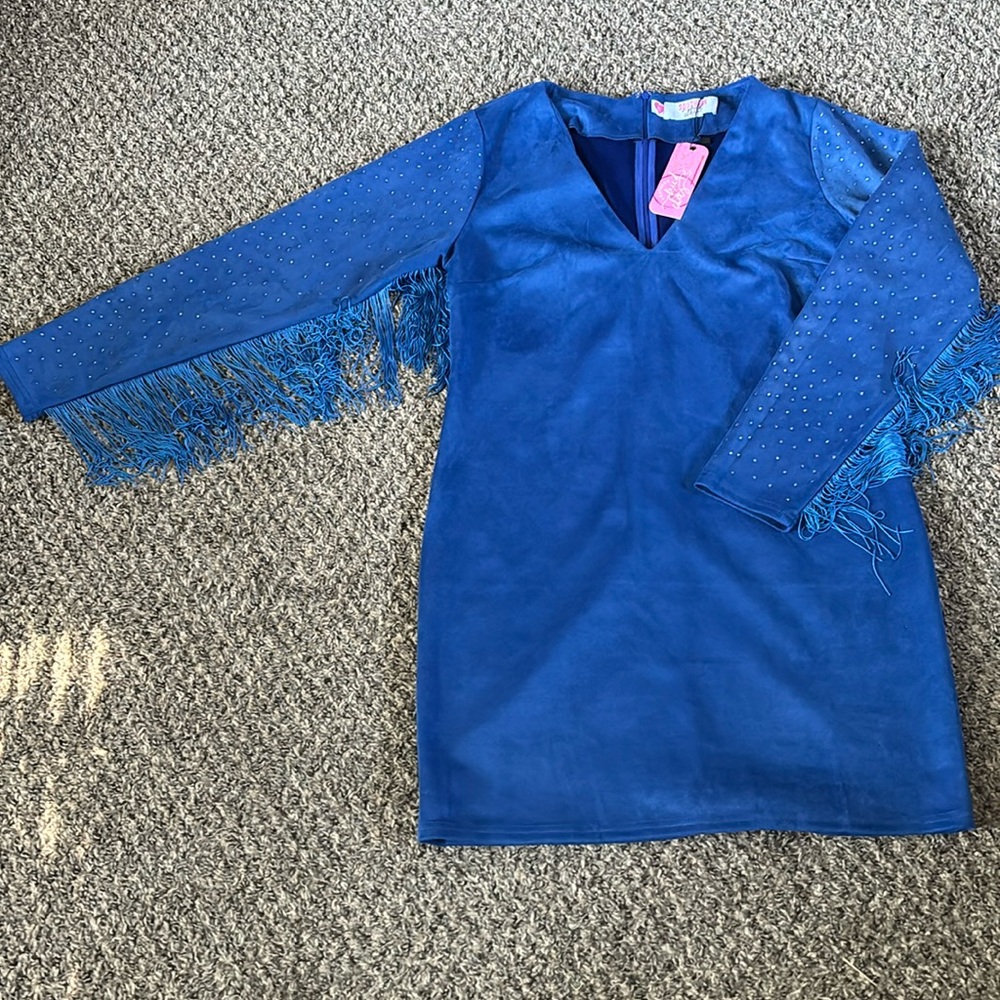 Southern Fried Chics blue suede dress